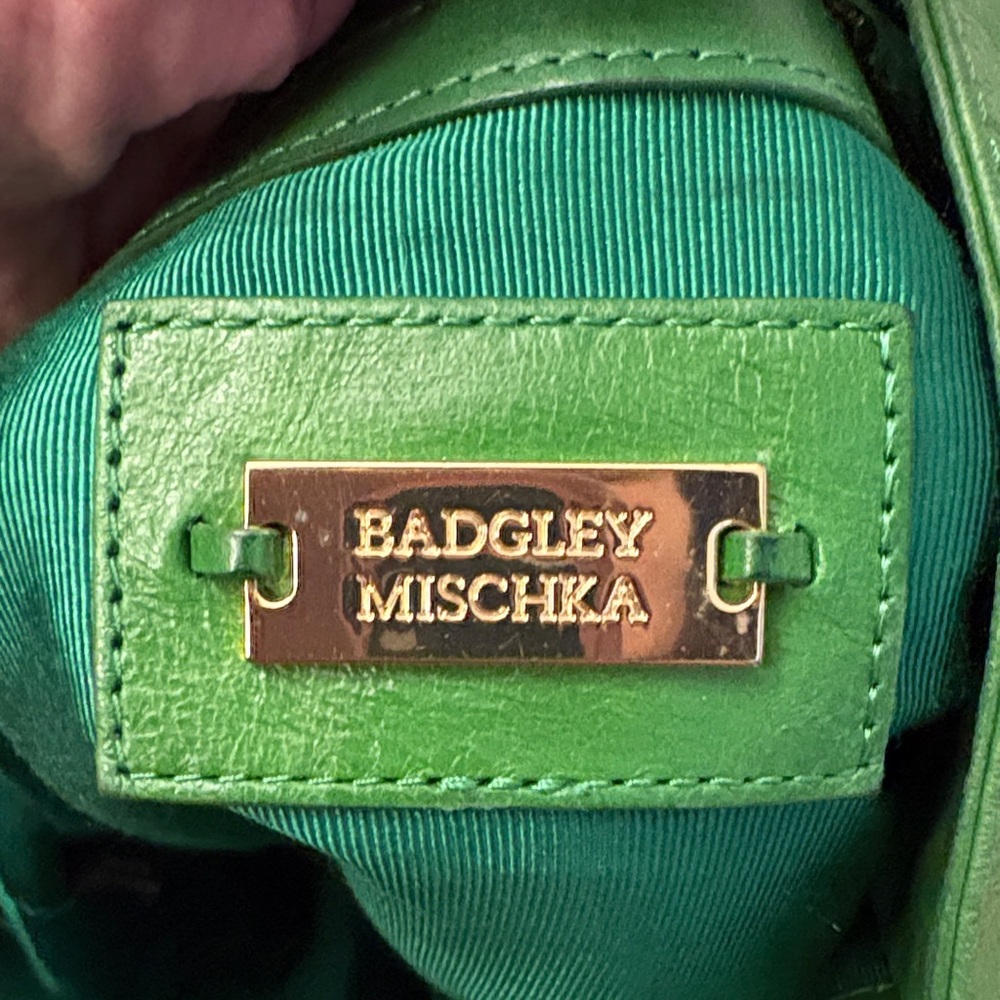 Badgley Mischka Green Leather Oversized Tote/Hobo bag - Picture 5 of 6